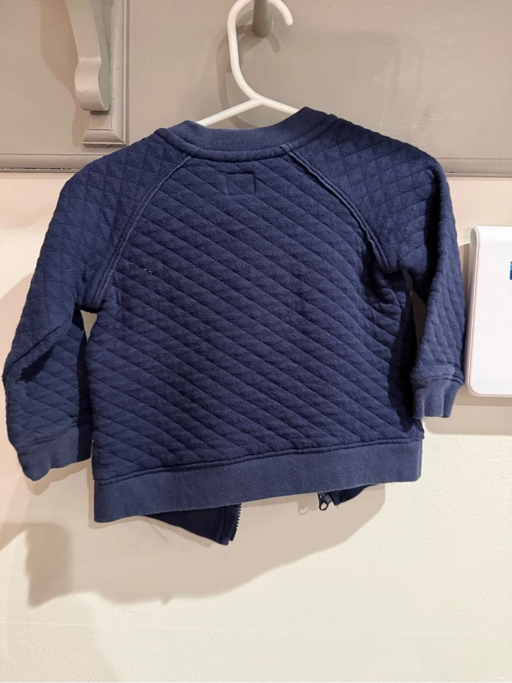 GAP Navy Quilted Zip-Up Sweatshirt with Gold Logo